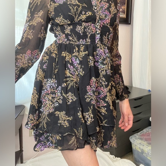 NWT Free People Sheer Layered Mini Dress Long Sleeves Collared Button Down - Picture 12 of 13